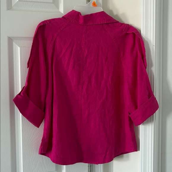 Chicos Linen Cropped Trench Jacket - Picture 2 of 9